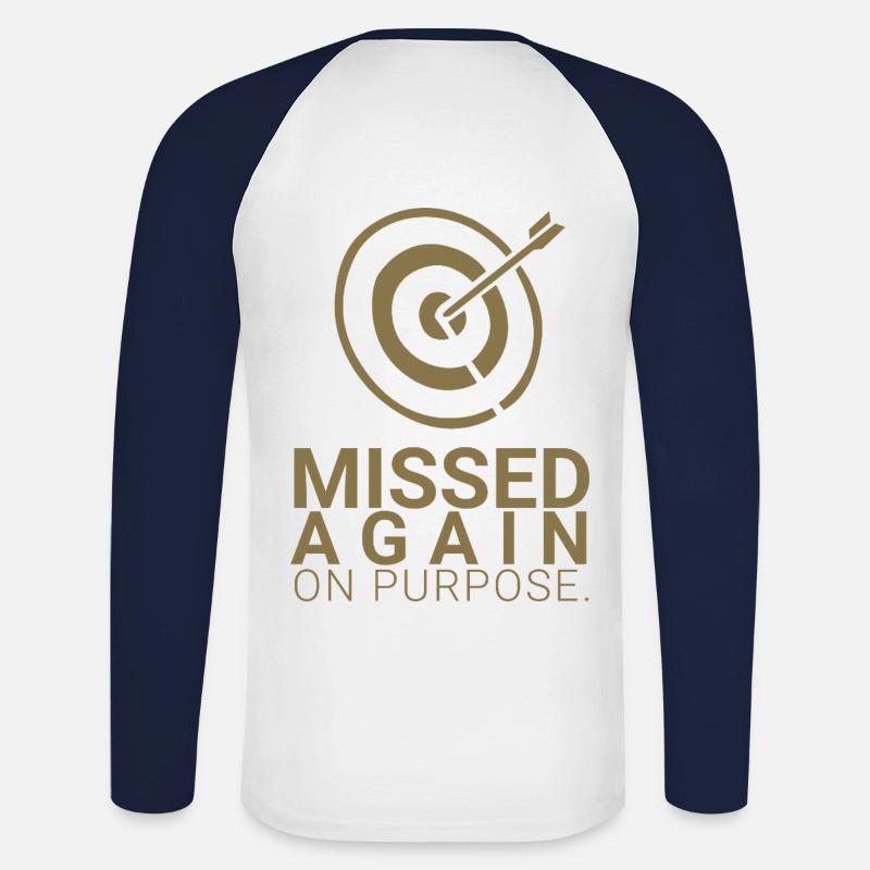 Missed again - on purpose - Unisex Baseballshirt langarm - Weiß/Navy