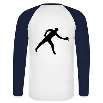 Table tennis dynamic - Unisex Long Sleeve Baseball T-Shirt - white/navy - Back - Nik (191cm)