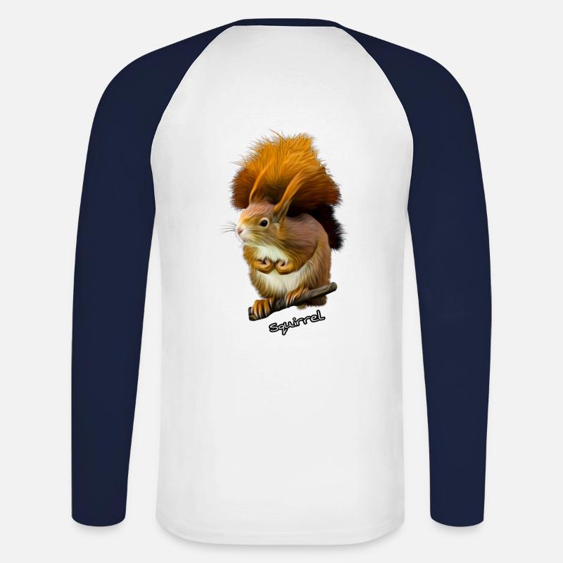 Eichhörnchen, Squirrel , süsses Eichhörnchen - Unisex Baseballshirt langarm - Weiß/Navy