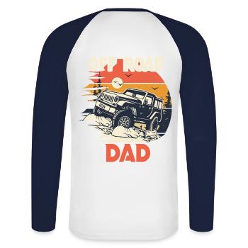 4x4 Offroad 4X4 Humor Papa Offroad - Unisex Baseballshirt langarm - Weiß/Navy - Hinten - Nik (191cm)