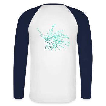 Lionfish Diving Diver Lionfish Dive Diving - Unisex Long Sleeve Baseball T-Shirt - white/navy - Back - Nik (191cm)