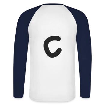 Letter C - Unisex Long Sleeve Baseball T-Shirt - white/navy - Back - Nik (191cm)