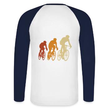 bike bike bike bikes cycling club - Unisex Long Sleeve Baseball T-Shirt - white/navy - Back - Nik (191cm)
