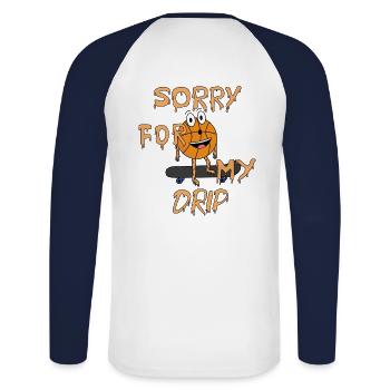 Sorry FMD - Unisex Long Sleeve Baseball T-Shirt - white/navy - Back - Nik (191cm)