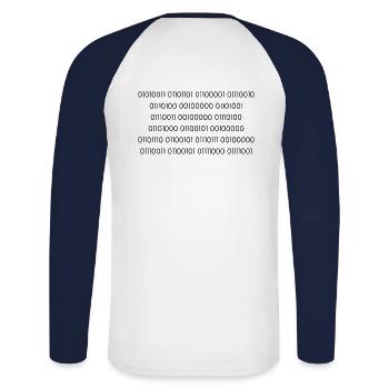 Binary Brilliance : Smart ist das neue Sexy - Unisex Baseballshirt langarm - Weiß/Navy - Hinten - Nik (191cm)