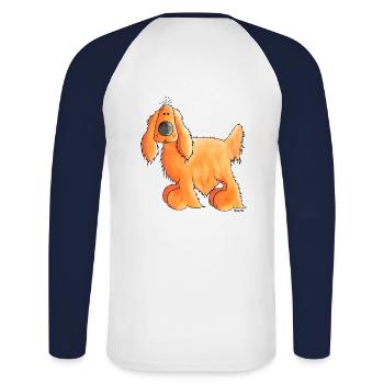 Happy English Cocker Spaniel - Dog - Unisex Long Sleeve Baseball T-Shirt - white/navy - Back - Nik (191cm)