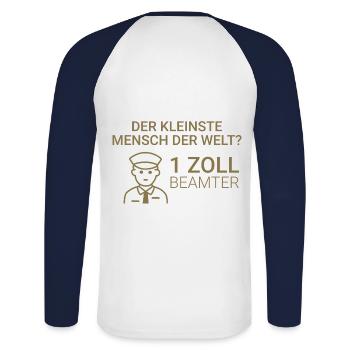 Der kleinste Mensch der Welt? 1 Zoll Beamter - Unisex Baseballshirt langarm - Weiß/Navy - Hinten - Nik (191cm)