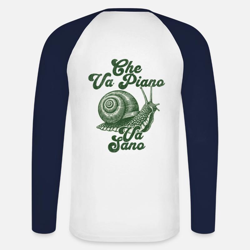 Che va piano va sano - Unisex Long Sleeve Baseball T-Shirt - white/navy