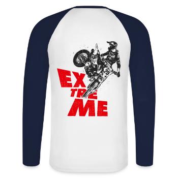 moto cross motocross life style motocross - T-shirt baseball manches longues Homme - blanc/marine - Dos - Nik (191cm)