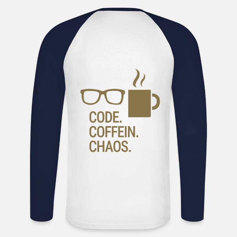 Code. Coffein. Chaos. - Unisex Baseballshirt langarm - Weiß/Navy