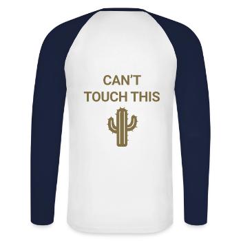 Can't touch this - Unisex Long Sleeve Baseball T-Shirt - white/navy - Back - Nik (191cm)