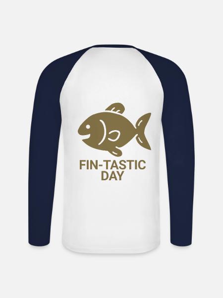 Fin-tastic day - Unisex Long Sleeve Baseball T-Shirt - white/navy