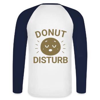 Donut Disturb - Unisex Long Sleeve Baseball T-Shirt - white/navy - Back - Nik (191cm)