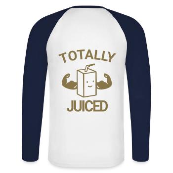 Totally juiced - Unisex Long Sleeve Baseball T-Shirt - white/navy - Back - Nik (191cm)