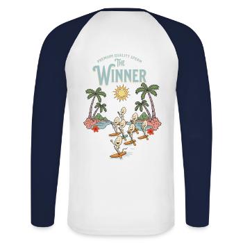 Gagnant - T-shirt baseball manches longues Homme - blanc/marine - Dos - Nik (191cm)