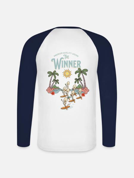 Winner - Unisex Long Sleeve Baseball T-Shirt - white/navy