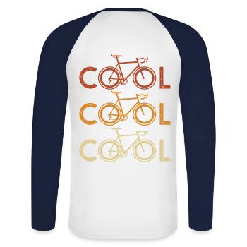 cool vélo cyclistes sport velos cool - T-shirt baseball manches longues Homme - blanc/marine - Dos - Nik (191cm)
