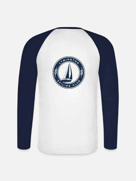 Lymington Segelboot - Unisex Baseballshirt langarm - Weiß/Navy