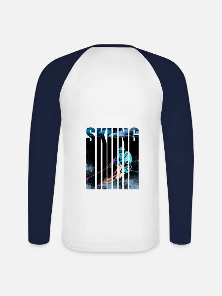 Skifahrer - Unisex Baseballshirt langarm - Weiß/Navy