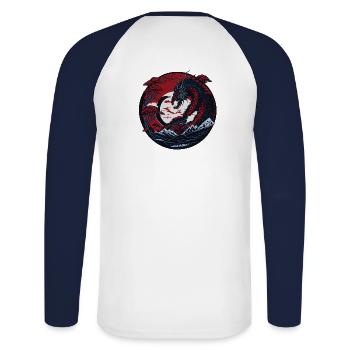Eternal dragon - Unisex Long Sleeve Baseball T-Shirt - white/navy - Back - Nik (191cm)