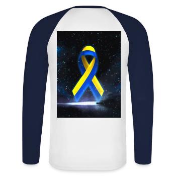 Ukraine Peace Loop - Unisex Long Sleeve Baseball T-Shirt - white/navy - Back - Nik (191cm)
