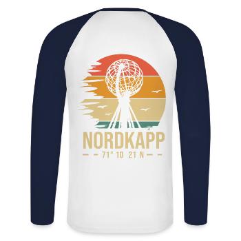 Nordkapp cap nord norvége - T-shirt baseball manches longues Homme - blanc/marine - Dos - Nik (191cm)
