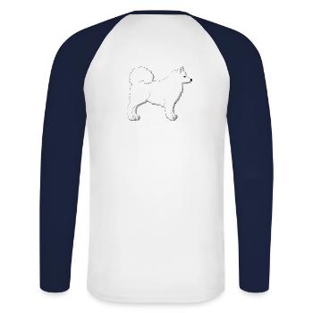 Samojede - T-shirt baseball manches longues Homme - blanc/marine - Dos - Nik (191cm)