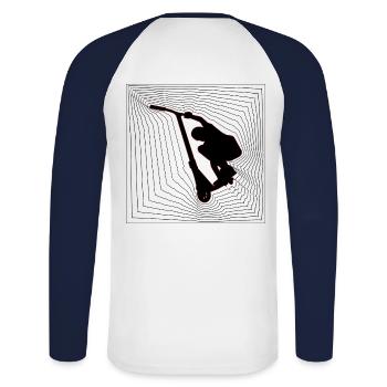 Tailgrab - Unisex Baseballshirt langarm - Weiß/Navy - Hinten - Nik (191cm)