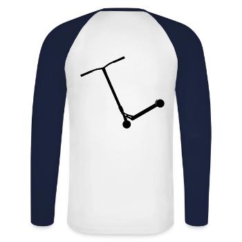Trottinette v1 - T-shirt baseball manches longues Homme - blanc/marine - Dos - Nik (191cm)