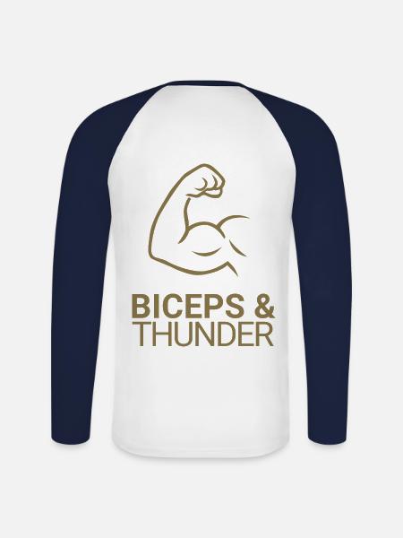 Biceps & Thunder - Unisex Long Sleeve Baseball T-Shirt - white/navy