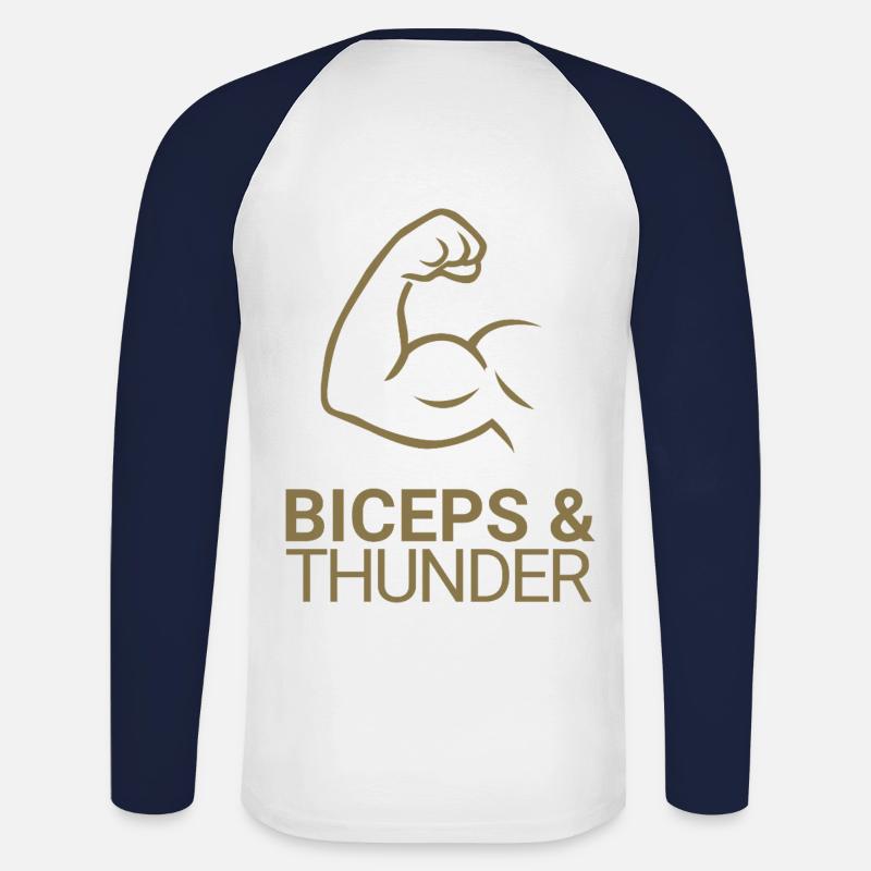 Biceps & Thunder - Unisex Long Sleeve Baseball T-Shirt - white/navy