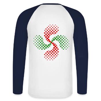 Croix Basque - T-shirt baseball manches longues Homme - blanc/marine - Dos - Nik (191cm)