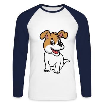 Dog Kids Baby Pets Dogs Small Animal - Unisex Long Sleeve Baseball T-Shirt - white/navy - Front - Nik (191cm)