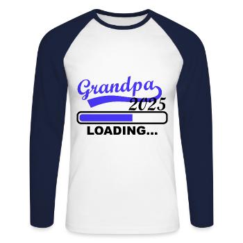 Opa 2025 loading, Ich werde 2025 Opa - Unisex Baseballshirt langarm - Weiß/Navy - Vorne - Nik (191cm)