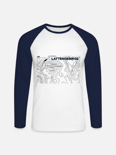 Topo Lattengebirge Paragliding - Unisex Long Sleeve Baseball T-Shirt - white/navy