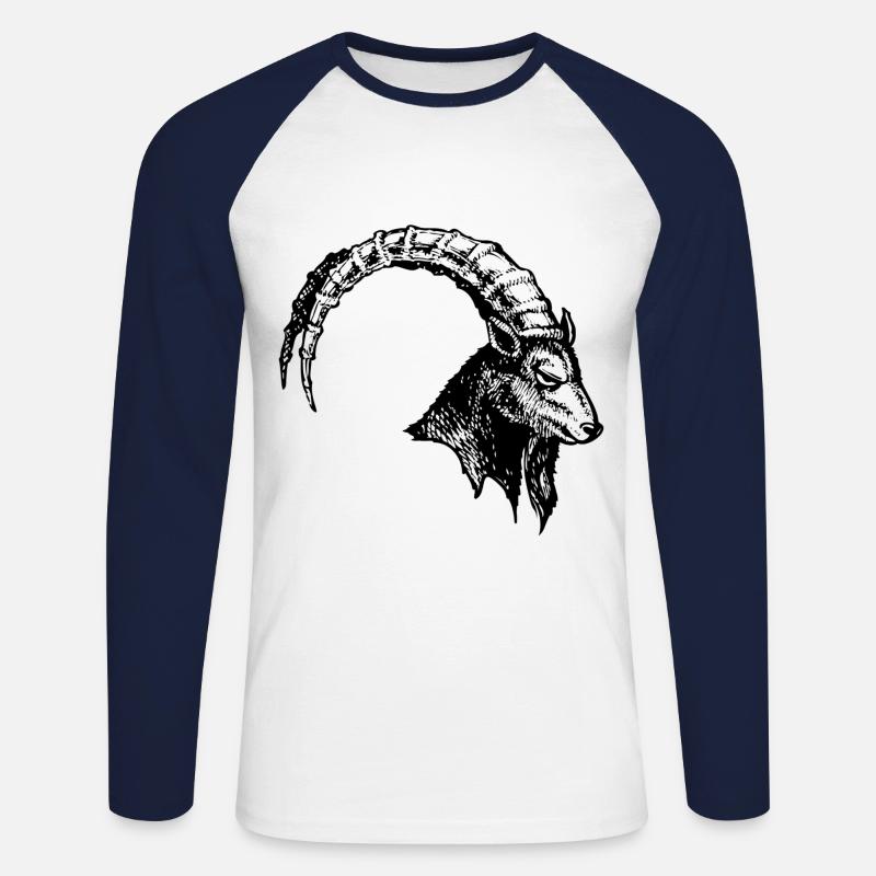 Steinbock - Unisex Baseballshirt langarm - Weiß/Navy