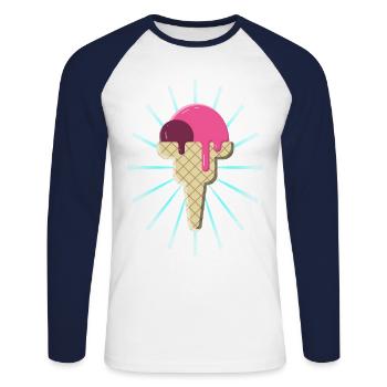Une crème glacée est toujours une crème glacée dans un croissant idée cadeau - T-shirt baseball manches longues Homme - blanc/marine - Devant - Nik (191cm)