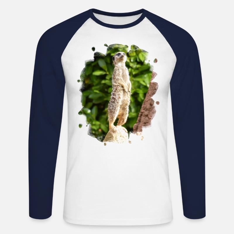 Ein Erdmännchen passt auf. - Unisex Baseballshirt langarm - Weiß/Navy