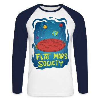 Flat Mars Society - T-shirt baseball manches longues Homme - blanc/marine - Devant - Nik (191cm)