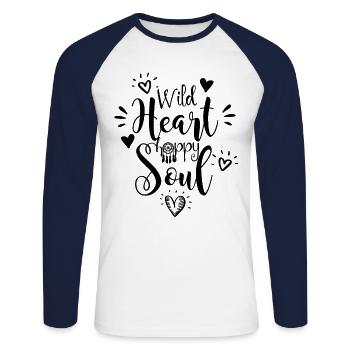 Hippie Sprüche BlumenTie Dye Geschenk Hippy 60er - Unisex Baseballshirt langarm - Weiß/Navy - Vorne - Nik (191cm)