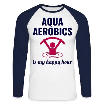 Water aerobics Aquatic fitness Aqua Exercise - Unisex Long Sleeve Baseball T-Shirt - white/navy - Front - Nik (191cm)