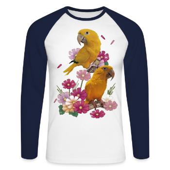 Der goldene Papagei - Unisex Baseballshirt langarm - Weiß/Navy - Vorne - Nik (191cm)