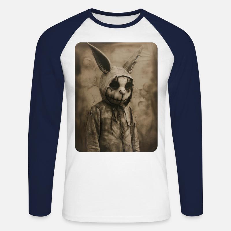 nicht so netter Osterhase - Unisex Baseballshirt langarm - Weiß/Navy