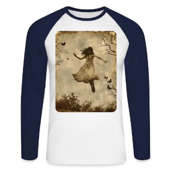 Das schwebende Mädchen - Unisex Baseballshirt langarm - Weiß/Navy - Vorne - Nik (191cm)