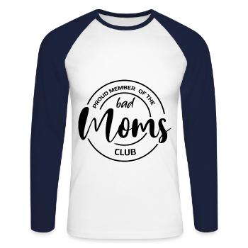 Bad Moms Club Logo Proud Member Mum Mom Mom - Unisex Long Sleeve Baseball T-Shirt - white/navy - Front - Nik (191cm)