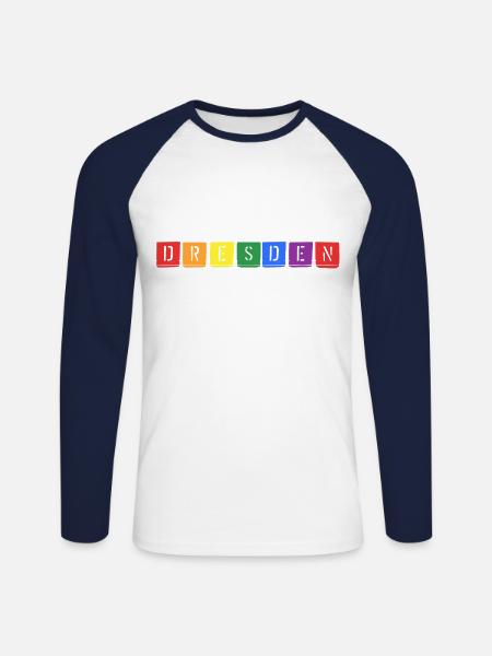 Buntes Dresden - Unisex Baseballshirt langarm - Weiß/Navy