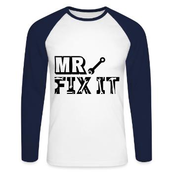 He can fix everything, Father's Day Dad can fix everything - Unisex Long Sleeve Baseball T-Shirt - white/navy - Front - Nik (191cm)