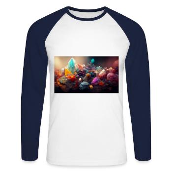 Crique de cristal - T-shirt baseball manches longues Homme - blanc/marine - Devant - Nik (191cm)
