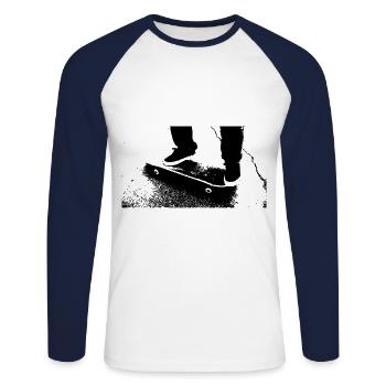 planche à roulettes - T-shirt baseball manches longues Homme - blanc/marine - Devant - Nik (191cm)