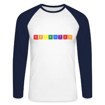 Rainbow Brighton! - Unisex Baseballshirt langarm - Weiß/Navy - Vorne - Nik (191cm)